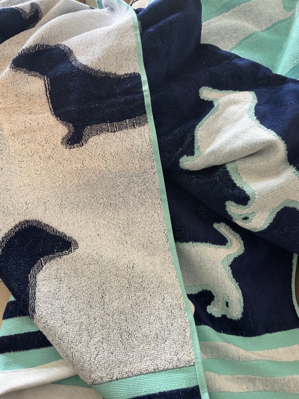 Navy Blue Dachshund oversized, beach towel - Picture 3 of 5